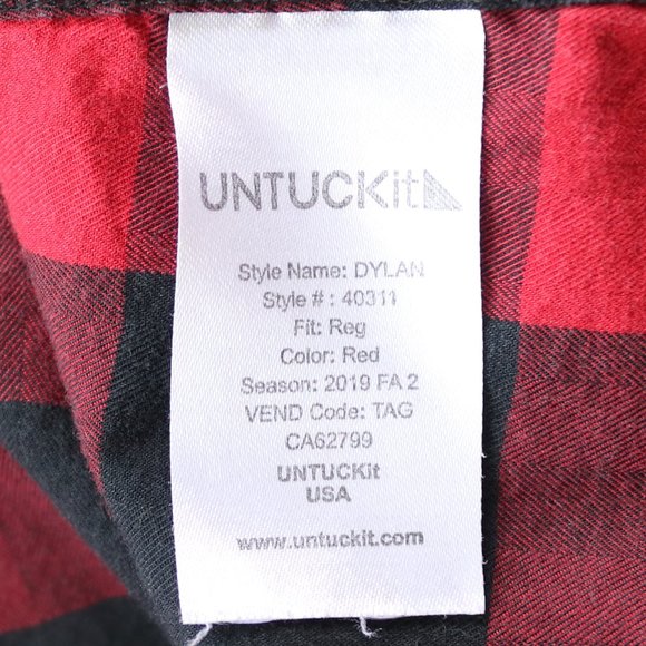 Untuckit Dylan Flannel Womens Small 4 Black Red Plaid Long Sleeve Pearl Snap - Picture 10 of 10